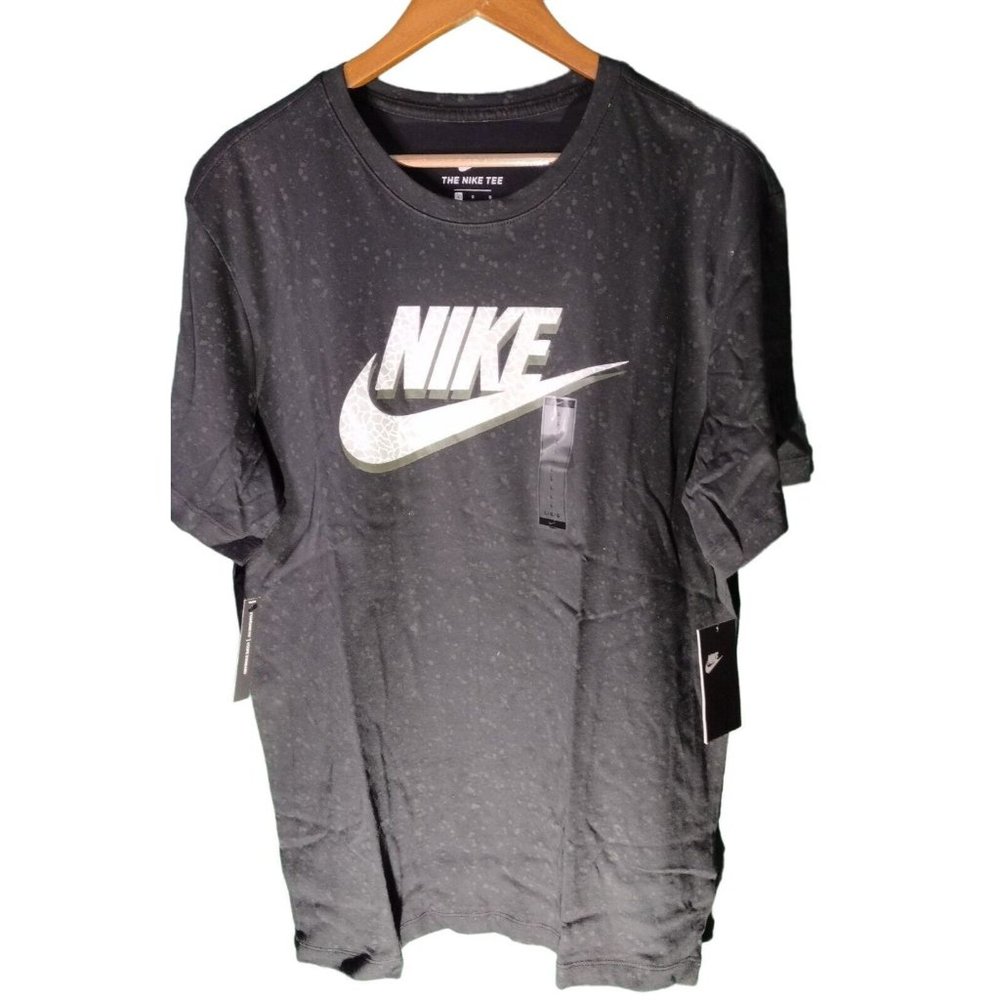 Nike Sportswear Print Swoosh Short Sleeve T-Shirt for Men Black CU6809 010